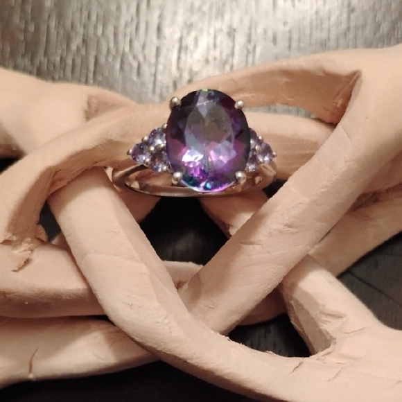 Jewelry - Genuine Petalite & Tanzanite 925 Sterling Silver Ring Size 9
